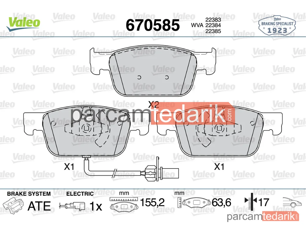670585 | Fren Balatası — Audi A4 B9, Audi A5, Audi A4 Allroad B9